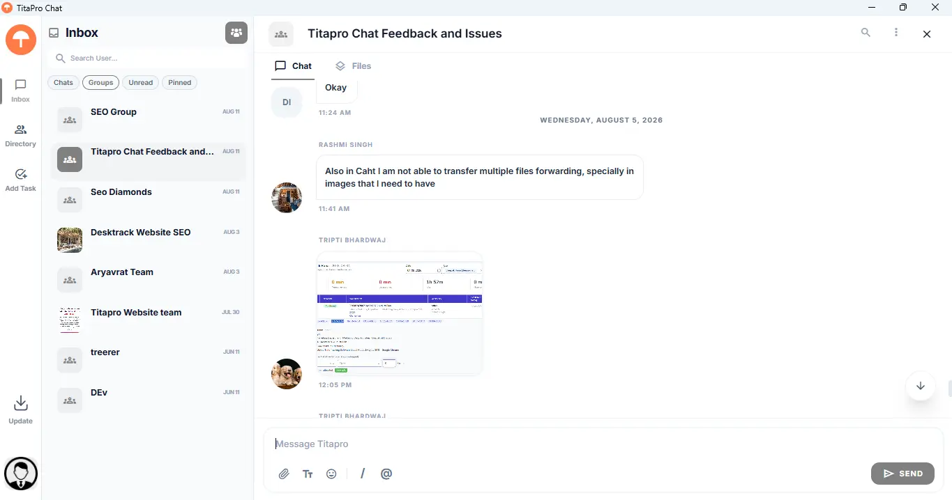 Built-in Slack-like Chat
